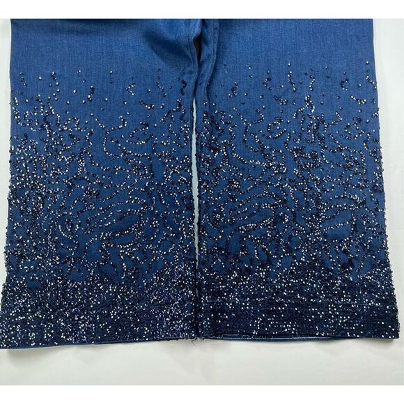 Maeve The Colette Cropped High Rise Wide Leg Jean Maeve Sequin Sparkle Size 33P - Picture 11 of 11